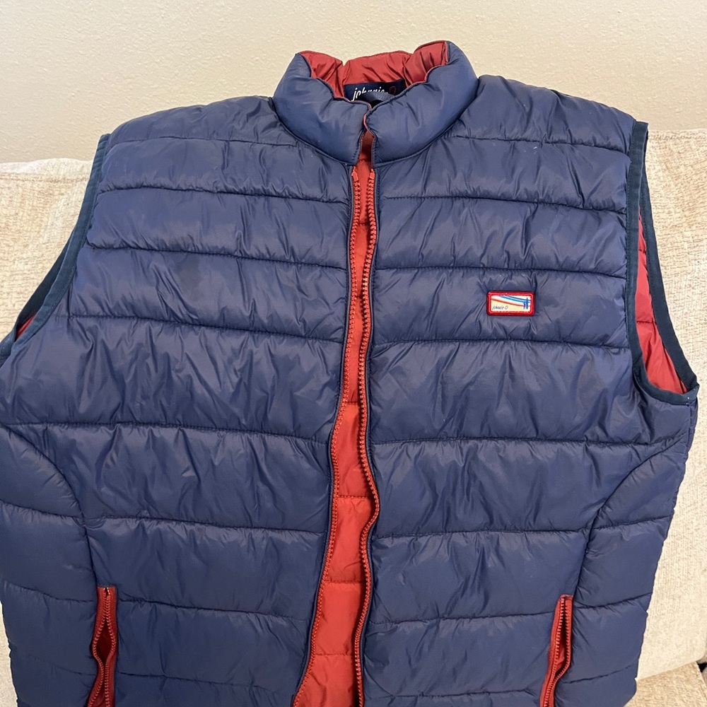 Navy and Red Quilted Vest